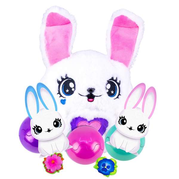 Bizak - Peluche interactive Maman Bunny et ses bébés surprise - Jouet pour enfants à partir de 3 ans