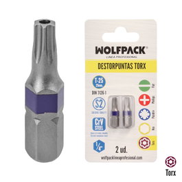 WOLFPACK LINEA PROFESIONAL Embouts Torx T-25 en acier S2 (2 pièces)