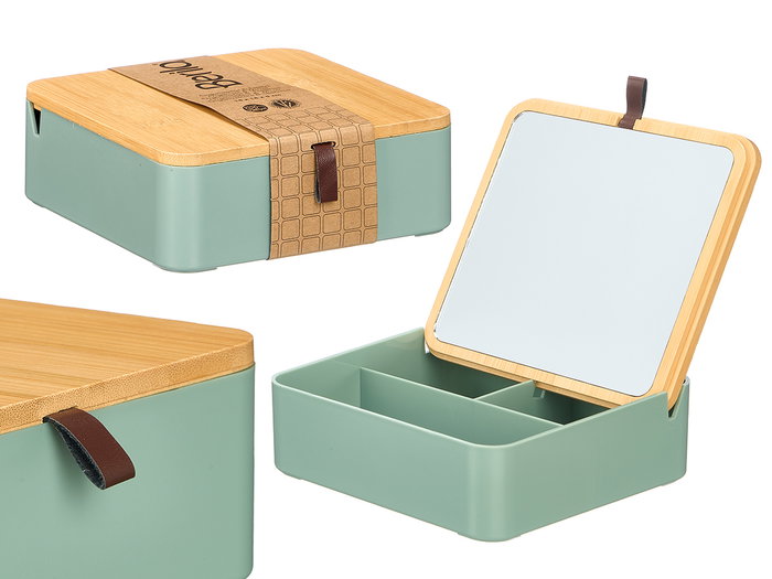 Berilo Organisateur en plastique bambou et miroir vert 14 x 5,5 x 14 cm (Set de 12) Berilo Organisateur en plastique bambou et miroir vert 14 x 5,5 x 14 cm (Set de 12)