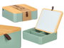 Berilo Organisateur en plastique bambou et miroir vert 14 x 5,5 x 14 cm (Set de 12)