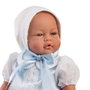 MUÑECAS GUCA Poupée Lucas Sans Cheveux 42 cm avec Robe Blanche et Capuche à Détails Bleus - Jouet Enfant +3 Ans