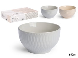Vessia Bol Petit-déjeuner Assorti 2 Couleurs Claires 650 ml 14x8x14 cm (Set de 24)