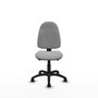 Chaise de bureau Algarra avec mécanisme Asincro, rembourrée de tissu gris clair. Équipée d'une base en polyamide noir, sans accoudoirs et de roulettes en nylon de 50 mm.
