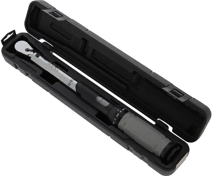 AEG Clé dynamométrique à couple réglable de 21 à 119 NM, carré de 1/2'', 39 cm, affichage direct, en acier chrome-vanadium, avec coffret rigide