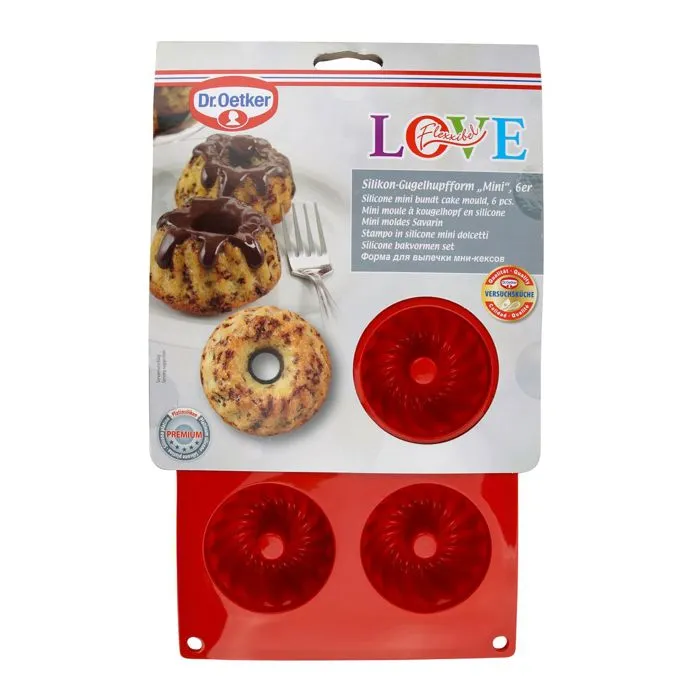 Dr Oetker Lot de 2 moules à kougelhopf Flexxibel Love, Rouge