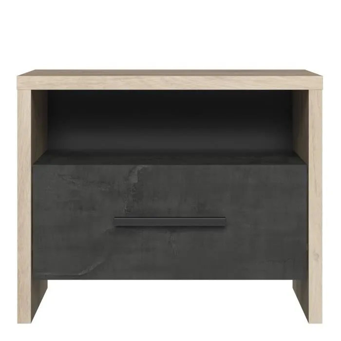 Demeyere COLORADO Table de chevet 1 tiroir et 1 niche - Chêne Kronberg sidewalk - L 49,6 x P 36,3 x H 40,1 cm - À monter soi-même