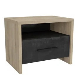 Demeyere COLORADO Table de chevet 1 tiroir et 1 niche - Chêne Kronberg sidewalk - L 49,6 x P 36,3 x H 40,1 cm - À monter soi-même