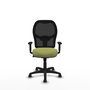 Chaise Alocén Synchro 3 positions tissu Vert olive Maille Noir Structure polyamide noire Accoudoir 1D Sans appui-tête Roulettes pour moquette