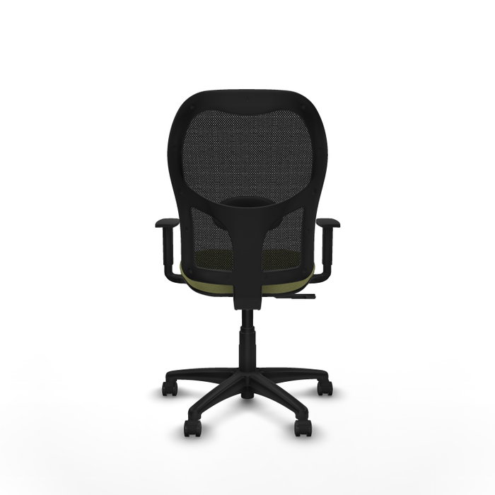 Chaise Alocén Synchro 3 positions tissu Vert olive Maille Noir Structure polyamide noire Accoudoir 1D Sans appui-tête Roulettes pour moquette Chaise Alocén Synchro 3 positions tissu Vert olive Maille Noir Structure polyamide noire Accoudoir 1D Sans appui-tête Roulettes pour moquette