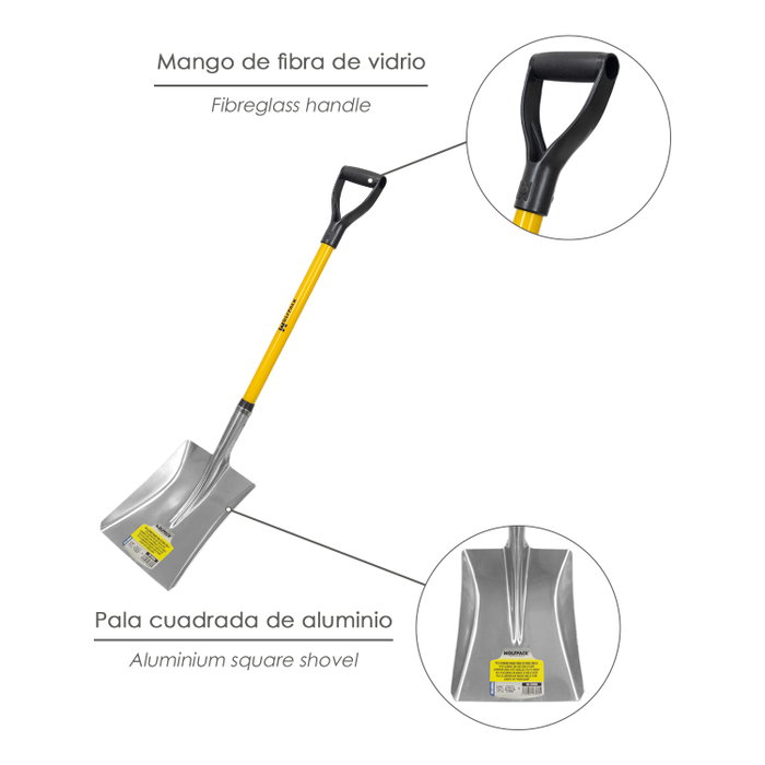 WOLFPACK LINEA PROFESIONAL Pelle à neige en aluminium avec manche en fibre de verre et boucle