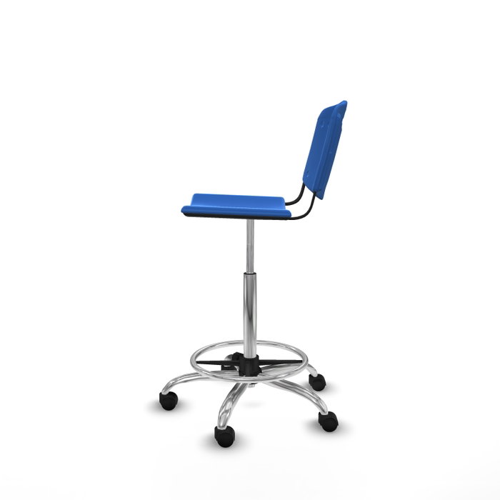 Tabouret Taburete Robledo Pivotant Chlorure de polyvinyle Bleu Structure chromée Sans accoudoirs Sans appui-tête Roulettes en nylon 50 mm Tabouret Taburete Robledo Pivotant Chlorure de polyvinyle Bleu Structure chromée Sans accoudoirs Sans appui-tête Roulettes en nylon 50 mm