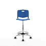 Tabouret Taburete Robledo Pivotant Chlorure de polyvinyle Bleu Structure chromée Sans accoudoirs Sans appui-tête Roulettes en nylon 50 mm