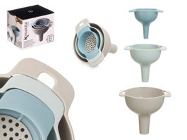 KINVARA Set de 3 entonnoirs en plastique avec filtre