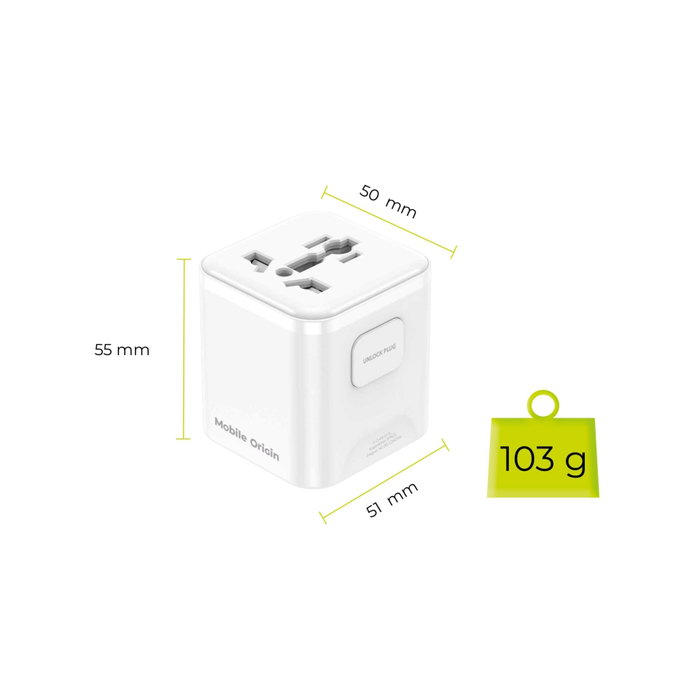 Mobile Origin Adaptateur de voyage PW30 EU/UK/US/AUS, blanc