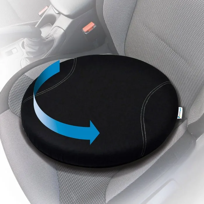 Kine Travel Coussin rotatif disque de transfert 39x39x6cm - Aide à l'installation et à la sortie du véhicule - Approuvé par un kinésithérapeute - Revêtement antidérapant - Noir