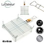La Dehesa Grille Double Zinc 45 x 45 cm avec 4 Pieds et Poignée de Fermeture (Set de 5)