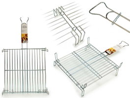 LA DEHESA Grille Double Zinc 45 x 45 cm avec 4 Pieds et Poignée de Fermeture (Set de 5)