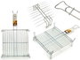 La Dehesa Grille Double Zinc 45 x 45 cm avec 4 Pieds et Poignée de Fermeture (Set de 5)
