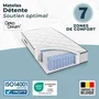 Somnis Bedding New Détente - Matelas 90x190 cm - 19 cm d'épaisseur - 380 ressorts ensachés - 7 zones - Réversible - Fabriqué en Belgique