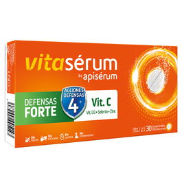 Apisérum VITASERUM DÉFENSES FORTE 30 comprimés, Complément pour les défenses immunitaires avec Vitamine C, D3, Zinc et Sélénium