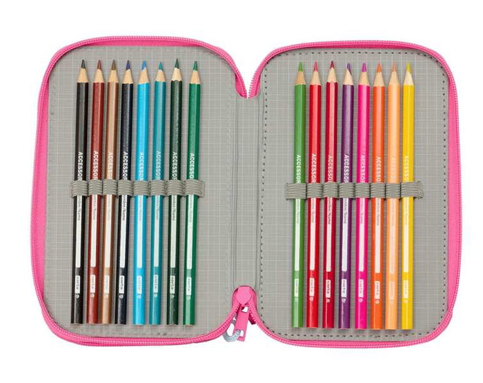 Safta Plumier Triple 37 Pièces pour Crayons - Dimensions : 12,5 x 19,5 x 5,5 cm