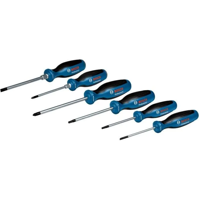 Bosch Professional - Set de 19 pièces de tournevis en acier chrome-vanadium avec poignées Softgrip et coffret de rangement L-BOXX