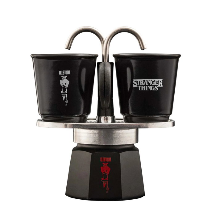 Bialetti Set Mini Express Collection Stranger Things avec 2 tasses thermosensibles Noir / Rouge
