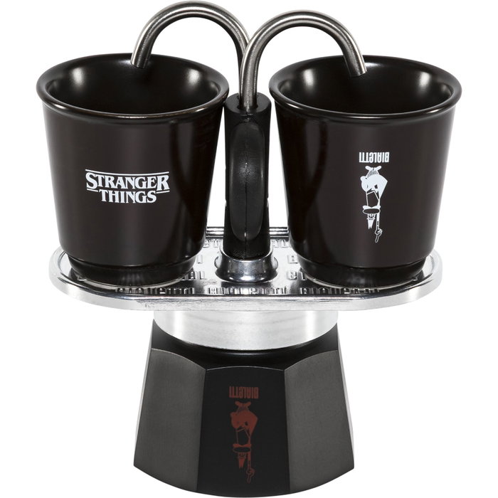 Bialetti Set Mini Express Collection Stranger Things avec 2 tasses thermosensibles Noir / Rouge