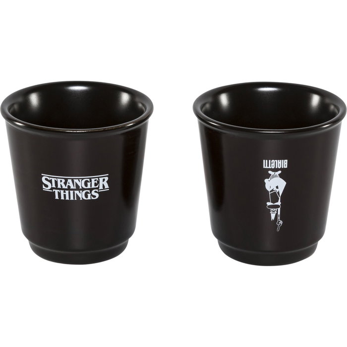 Bialetti Set Mini Express Collection Stranger Things avec 2 tasses thermosensibles Noir / Rouge