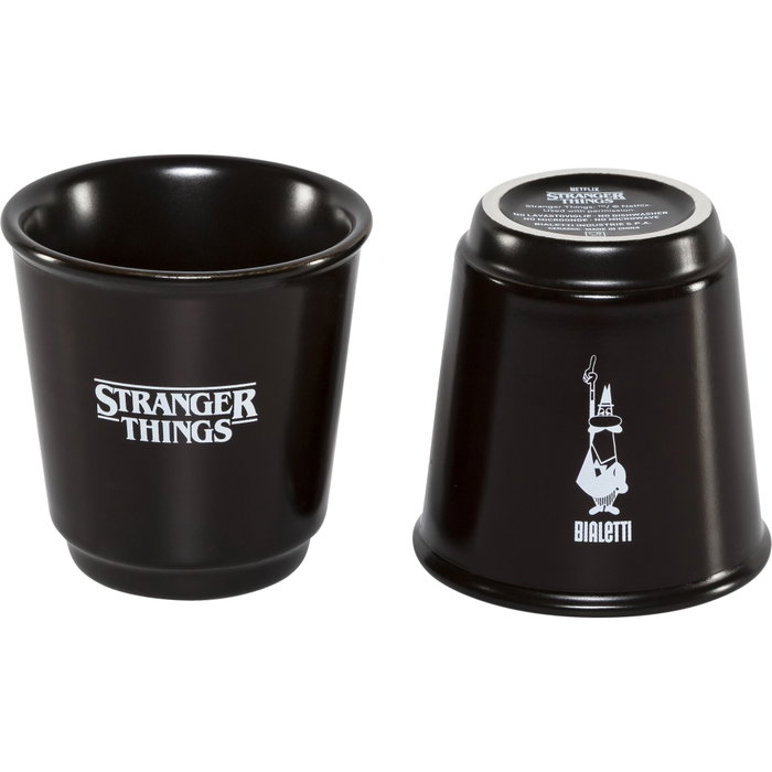 Bialetti Set Mini Express Collection Stranger Things avec 2 tasses thermosensibles Noir / Rouge