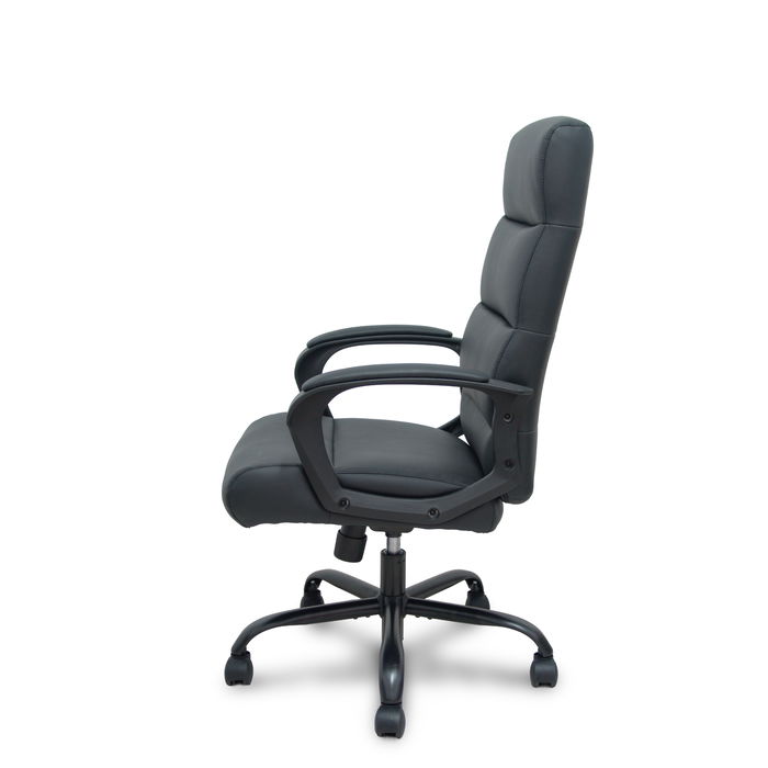 Fauteuil Opti545 Mécanisme d'inclinaison Cuir écologique Noir Piètement en métal noir Accoudoirs fixes Sans appui-tête Roulettes en nylon 50 mm