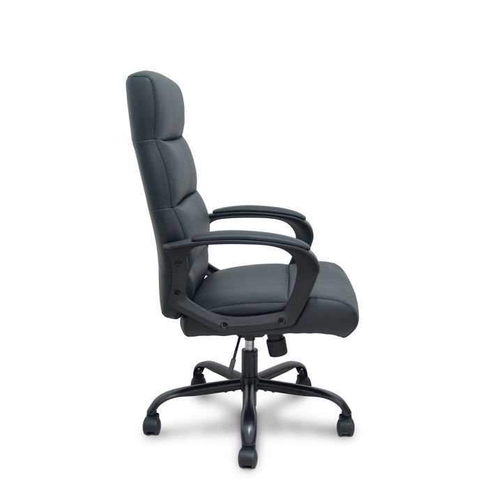 Fauteuil Opti545 Mécanisme d'inclinaison Cuir écologique Noir Piètement en métal noir Accoudoirs fixes Sans appui-tête Roulettes en nylon 50 mm
