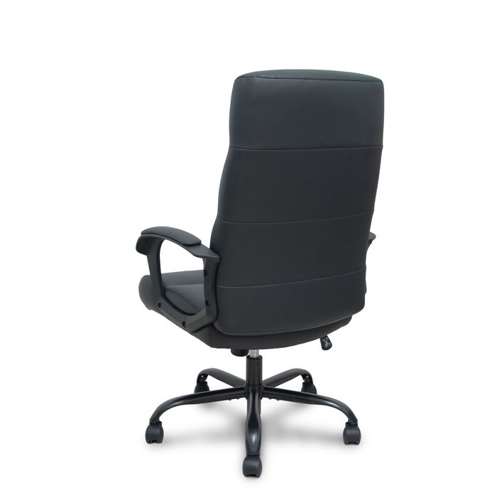 Fauteuil Opti545 Mécanisme d'inclinaison Cuir écologique Noir Piètement en métal noir Accoudoirs fixes Sans appui-tête Roulettes en nylon 50 mm