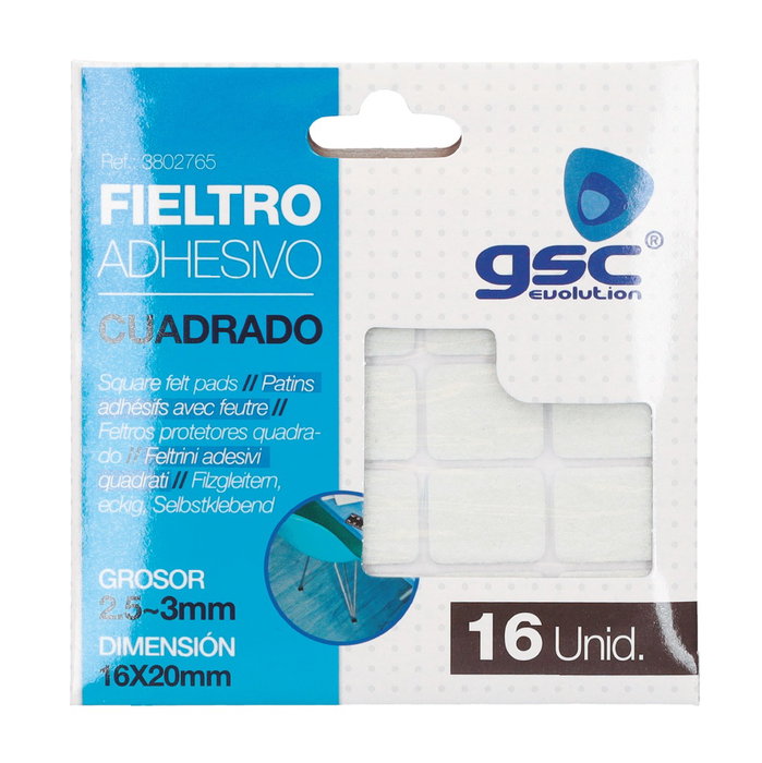 GSC Evolution Set de 16 feutres adhésifs carrés 16x20mm - Blanco