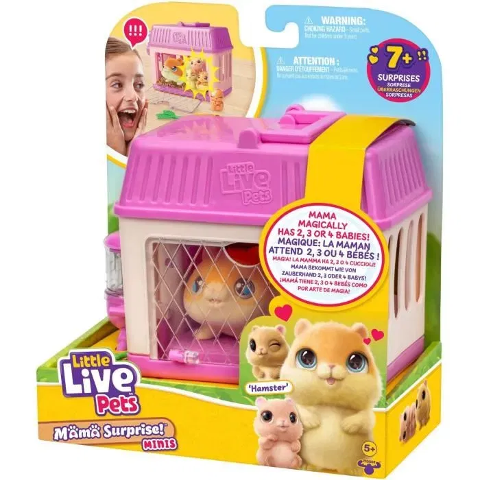 Little Live Pets Set de Jeu Mama Surprise Hamsters avec Bébés Hamsters Inclus et Accessoires Personnalisables - Jouet pour Enfants dès 5 Ans