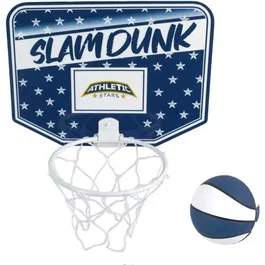 Athletic Stars Panier de Basket d'Intérieur pour Enfants, Mini Panier Repliable avec Anneau, Filet et Balle en Mousse, Bleu Taille S - à partir de 3 ans