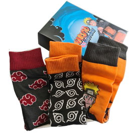 PIERROT - Set de 3 paires de chaussettes Naruto Shippuden pour adulte - Tailles 39-45 - Avec boîte