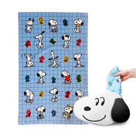 PUCKATOR Oreiller et couverture de voyage 2-en-1 Snoopy & Woodstock - Oreiller 20x22x9.5cm - Couverture 120x80cm - 100% Polyester