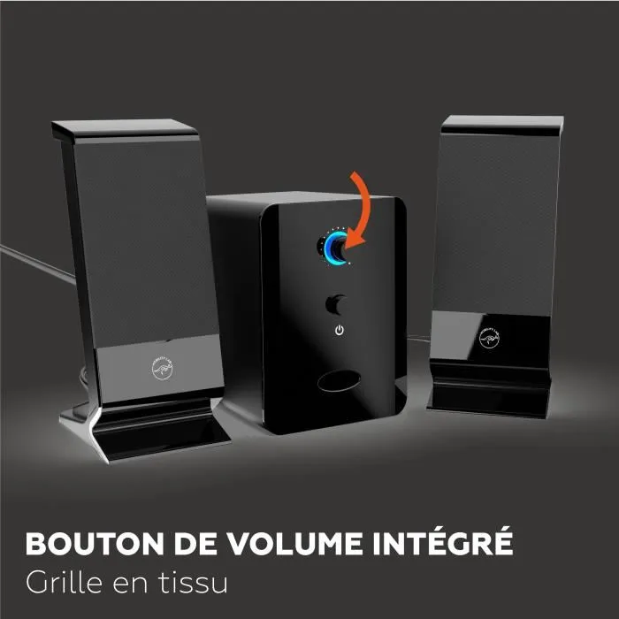 Mobility ML314006 - Enceinte 2.1 Bluetooth, Noir - 2 Haut-Parleurs + Caisson de Basses - 5W - Son Immersif pour Musique, Films et Jeux