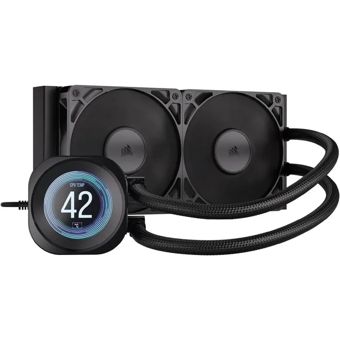 Corsair Nautilus RS LCD 240 mm - Watercooling processeur avec écran IPS, ventilateurs RS120 PWM, compatibilité Intel et AMD (Socket LGA 1851, AM5)