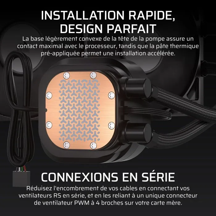 Corsair Nautilus RS LCD 240 mm - Watercooling processeur avec écran IPS, ventilateurs RS120 PWM, compatibilité Intel et AMD (Socket LGA 1851, AM5)