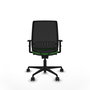 Chaise Alares Synchro 5 positions tissu Vert Maille Noir Base en nylon noir Accoudoir 1D Sans appui-tête Roulettes 65mm nylon