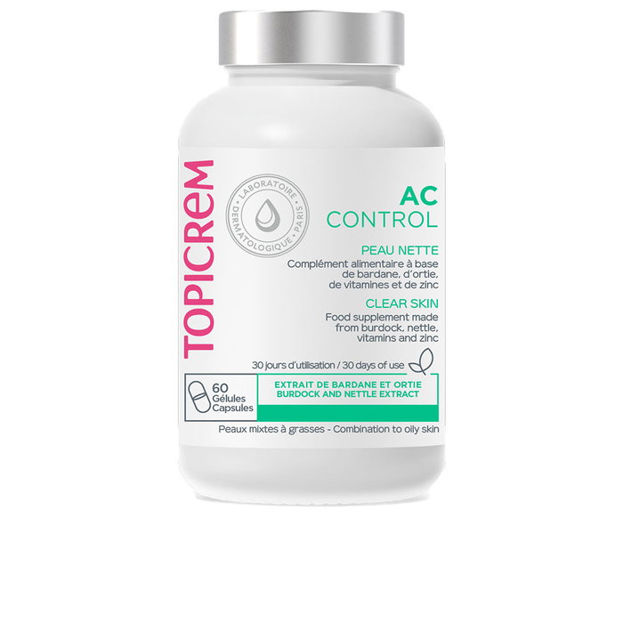Topicrem AC CONTROL Peau Propre 60 Gélules - Complément Nutritionnel pour une Peau Saine avec Zinc et Vitamines Topicrem AC CONTROL Peau Propre 60 Gélules - Complément Nutritionnel pour une Peau Saine avec Zinc et Vitamines