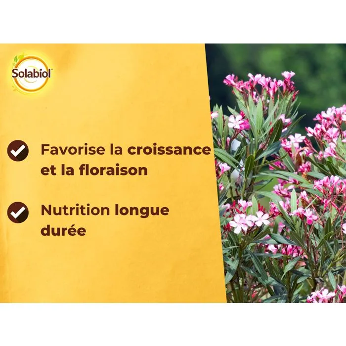 Solabiol Engrais Lauriers & Bougainvilliers - 1,5 kg pour Jusqu'à 30 Pieds - Favorise la Floraison et la Croissance des Plantes Méditerranéennes et Grimpantes