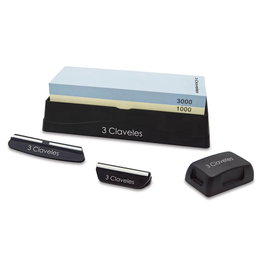 3 Claveles Pierre à aiguiser 1000/3000 avec base antidérapante, 2 guides et rectificateur