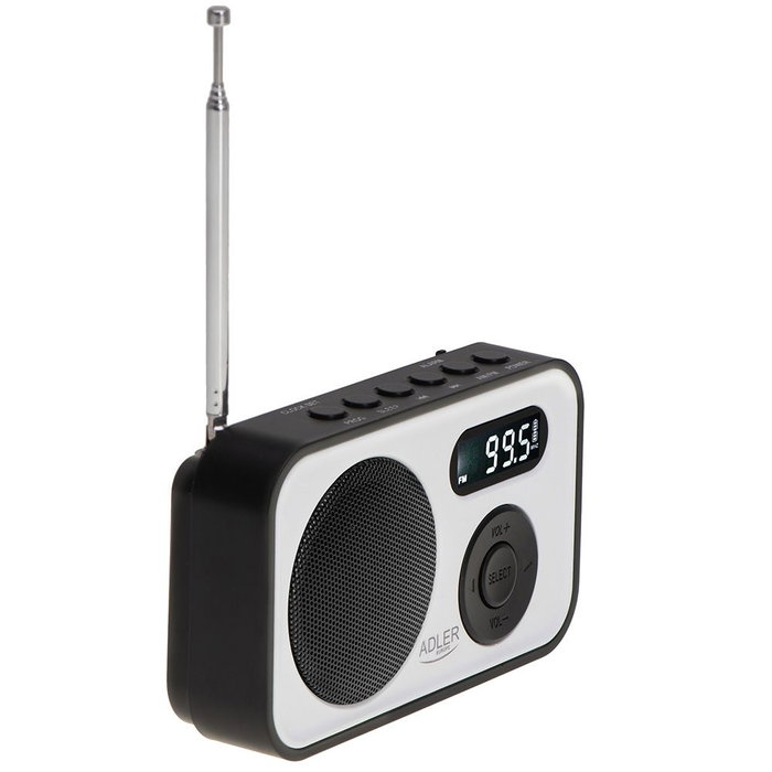 Adler Radio numérique PLL AM/FM AD 1906 avec réglage automatique, écran LCD, réveil et alarme, USB-C, 12,5 x 3 x 7,5 cm