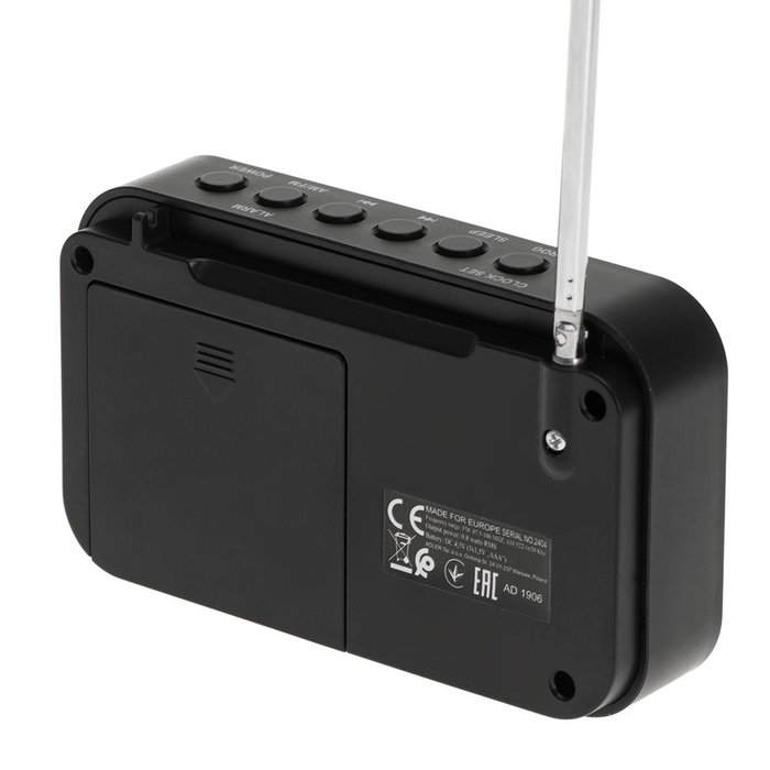 Adler Radio numérique PLL AM/FM AD 1906 avec réglage automatique, écran LCD, réveil et alarme, USB-C, 12,5 x 3 x 7,5 cm