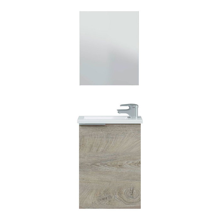 Forés/Arkit Mueble de salle de bain compact Roble Alaska 40 cm avec lavabo résine et miroir Forés/Arkit Mueble de salle de bain compact Roble Alaska 40 cm avec lavabo résine et miroir