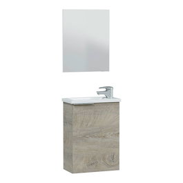 Forés/Arkit Mueble de salle de bain compact Roble Alaska 40 cm avec lavabo résine et miroir