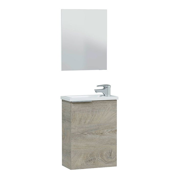 Forés/Arkit Mueble de salle de bain compact Roble Alaska 40 cm avec lavabo résine et miroir Forés/Arkit Mueble de salle de bain compact Roble Alaska 40 cm avec lavabo résine et miroir